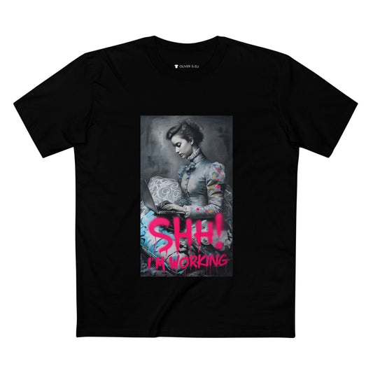 SHH! I'm Working Tee Bold Vintage-Inspired Art T-shirt by Oliver & Eli