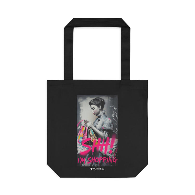 SHH! I’m Shopping Tote - Bold Vintage-Inspired Art Tote Bag by Oliver & Eli