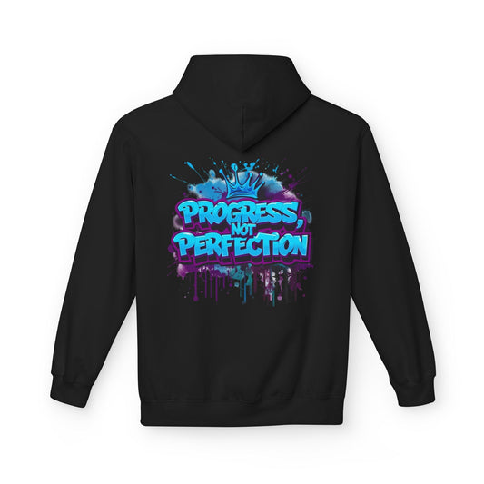 Progress Perfection Hoodie Bold Motivational Art Hoodie by Oliver & Eli