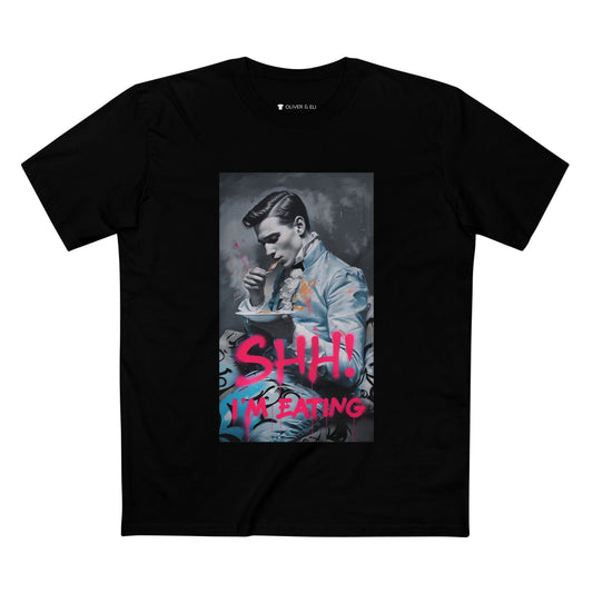 SHH! I'm Eating Tee Bold Vintage-Inspired Art T-shirt by Oliver & Eli