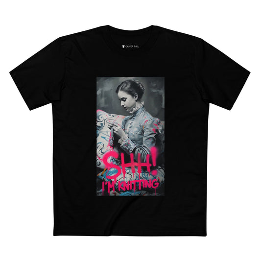 SHH! I'm Knitting Tee Bold Vintage-Inspired Art T-shirt by Oliver & Eli