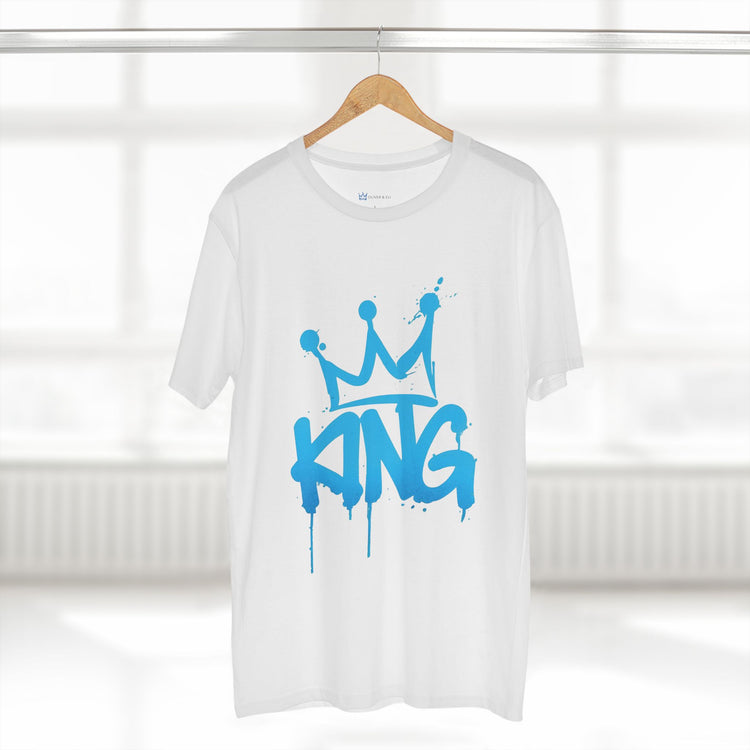 King Crown graphic t-shirt with bold blue graffiti typography and crown design