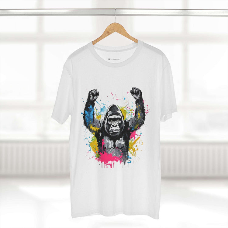 Model wearing Oliver & Eli premium statement t-shirt – bold style wearable art