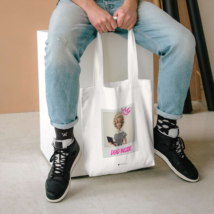 Dead Inside Tee - Bold Pop Art Polaroid Doll Tote Bag by Oliver & Eli