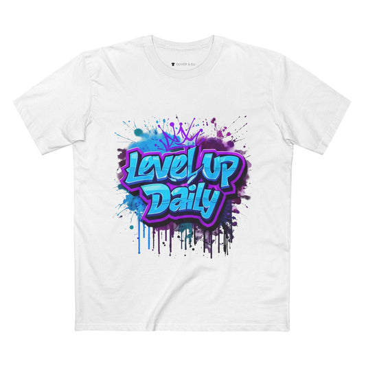 Level Up Daily Tee Bold Motivational Street Art T-Shirt by Oliver & Eli