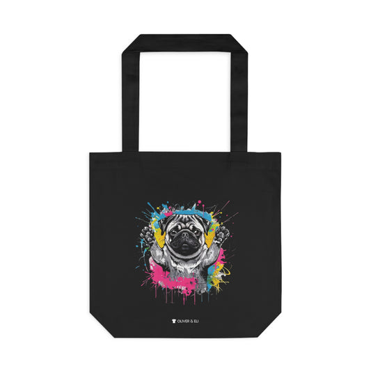 Pug Tote Bold Graffiti Pop-Art Animal Tote by Oliver & Eli