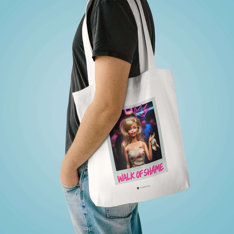Walk of Shame Tote - Fierce Bold Pop Art Attitude Doll Tote Bag by Oliver & Eli