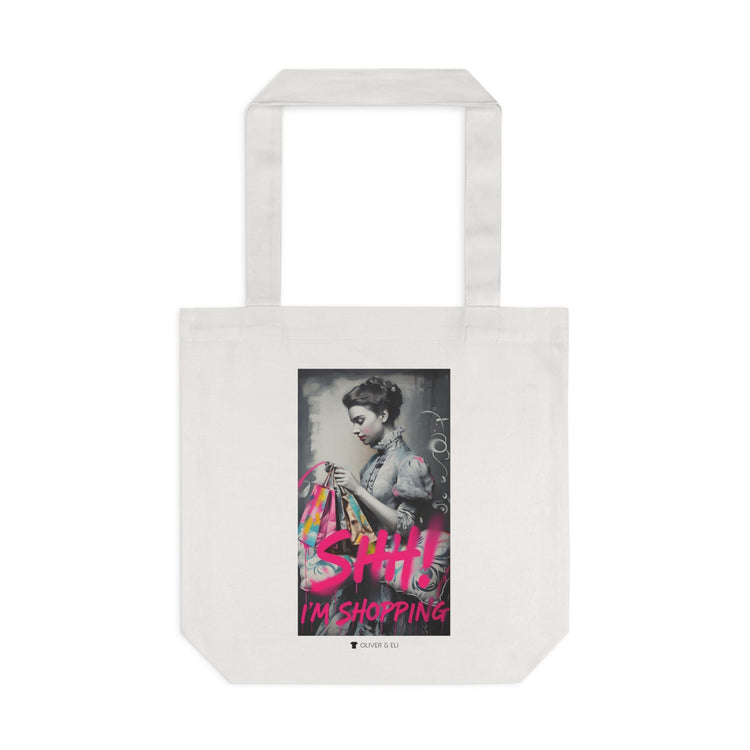 SHH! I’m Shopping Tote - Bold Vintage-Inspired Art Tote Bag by Oliver & Eli