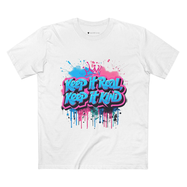 Keep It Real, Kind Tee Bold Motivational Street Art T-Shirt by Oliver & Eli