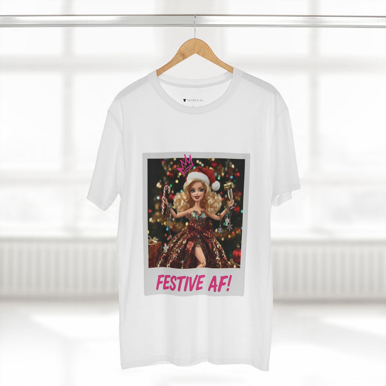 Oliver & Eli’s Sleigh Season collection — premium cotton Christmas t-shirt with graffiti print and festive design.