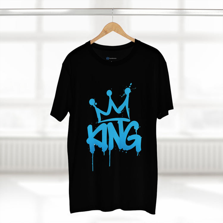 King Crown graphic t-shirt with bold blue graffiti typography and crown design