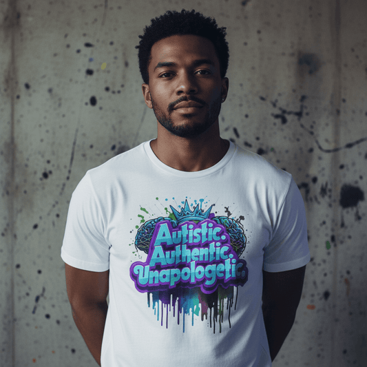 Model wearing Oliver & Eli premium statement t-shirt – bold style wearable art