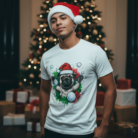 Oliver & Eli’s Sleigh Season collection — premium cotton Christmas t-shirt with graffiti print and festive design.