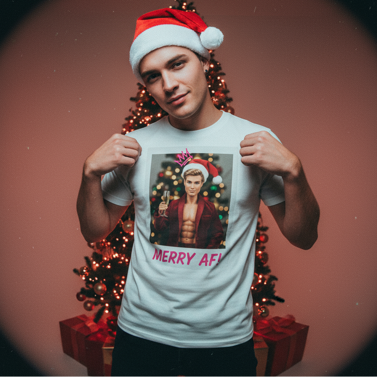Oliver & Eli’s Sleigh Season collection — premium cotton Christmas t-shirt with graffiti print and festive design.