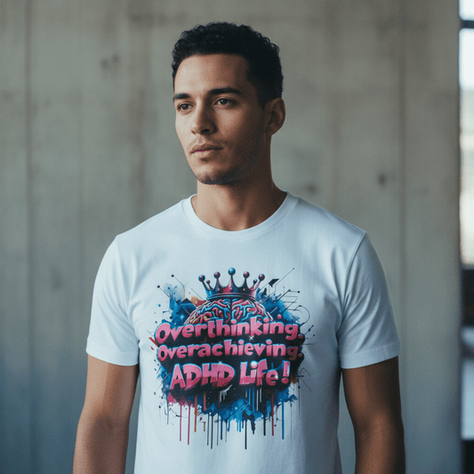 Model wearing Oliver & Eli premium statement t-shirt – bold style wearable art