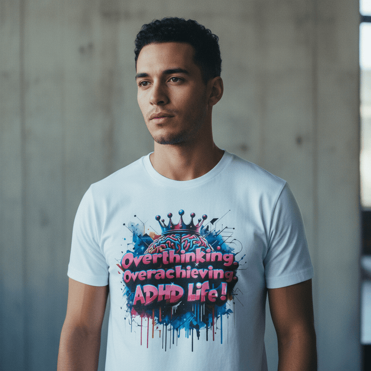 Model wearing Oliver & Eli premium statement t-shirt – bold style wearable art