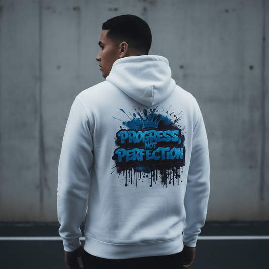 Model wearing Oliver & Eli premium statement hoodie – bold style wearable art