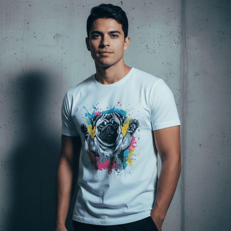 Model wearing Oliver & Eli premium statement t-shirt – bold style wearable art
