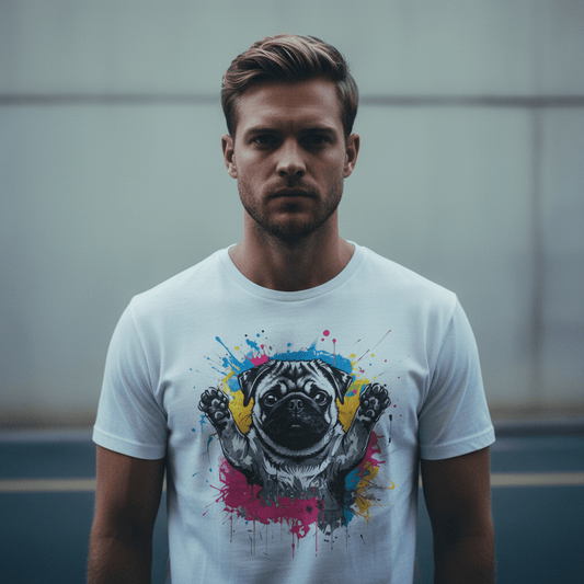 Model wearing Oliver & Eli premium statement t-shirt – bold style wearable art