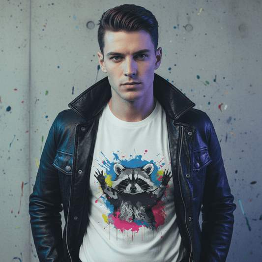Model wearing Oliver & Eli premium statement t-shirt – bold style wearable art
