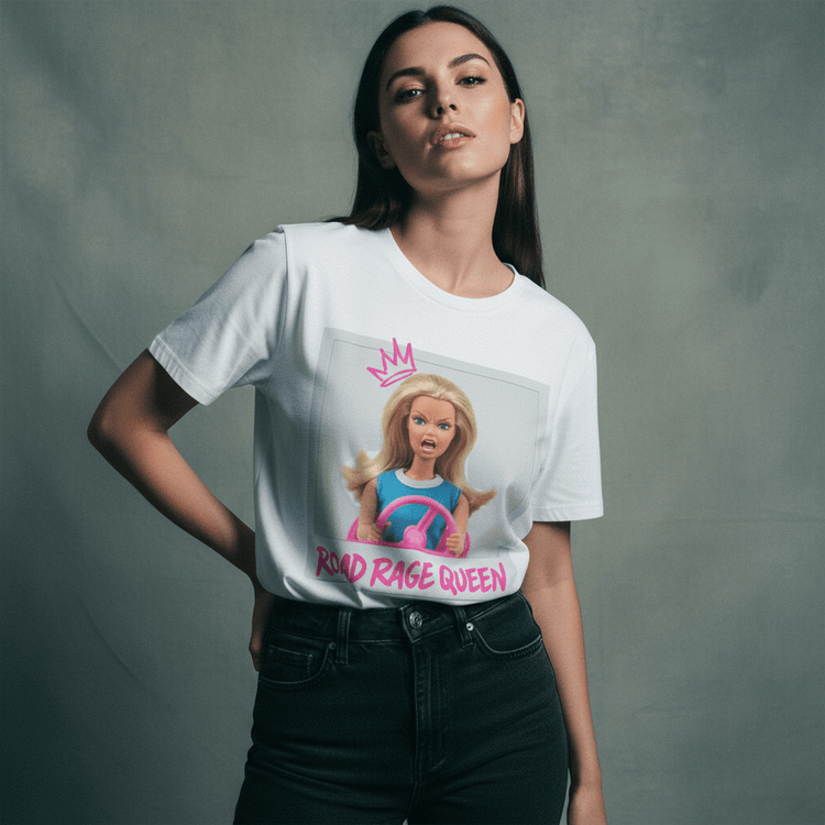 Model wearing Oliver & Eli premium statement t-shirt – bold style wearable art