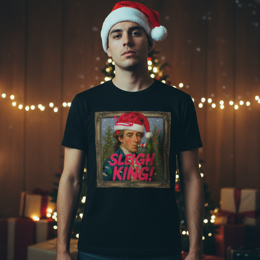 Oliver & Eli’s Sleigh Season collection — premium cotton Christmas t-shirt with graffiti print and festive design.