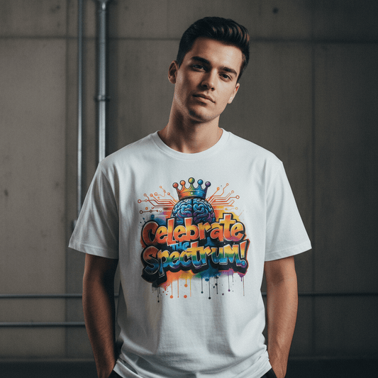 Model wearing Oliver & Eli premium statement t-shirt – bold style wearable art