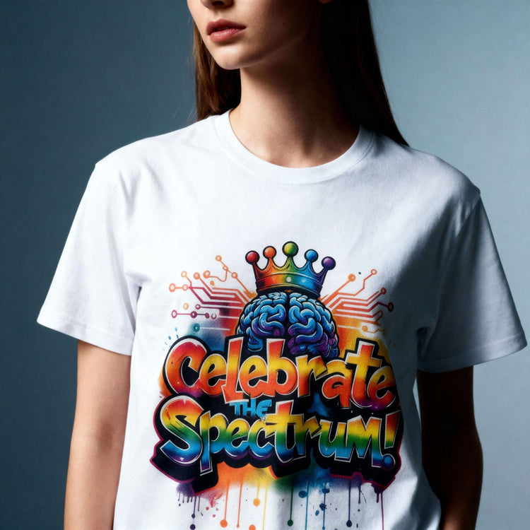 Model wearing Oliver & Eli premium statement t-shirt – bold style wearable art