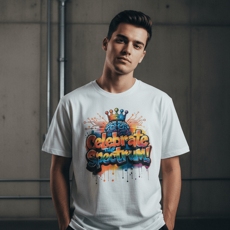 Model wearing Oliver & Eli premium statement t-shirt – bold style wearable art