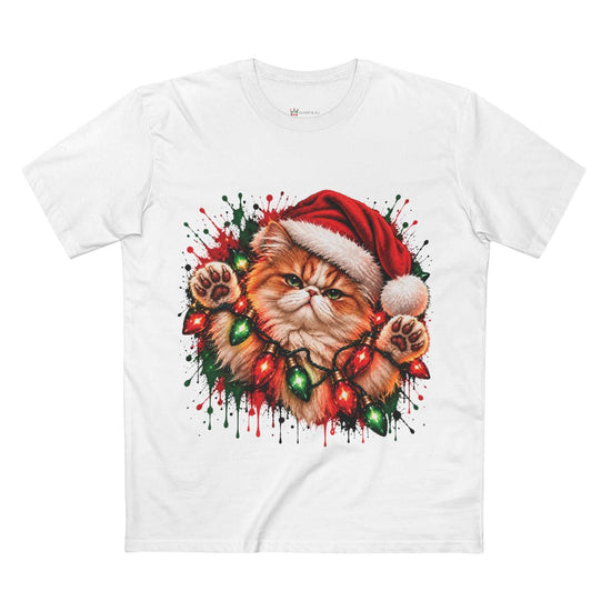 Christmas Cat Graphic Tee |  Festive Cat Lovers Art T-Shirt