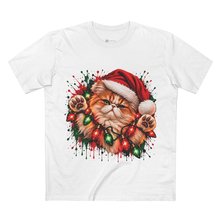 Christmas Cat Graphic Tee |  Festive Cat Lovers Art T-Shirt