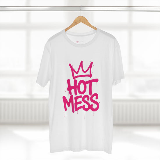 Hot Mess Energy graphic t-shirt with oversized pink graffiti lettering