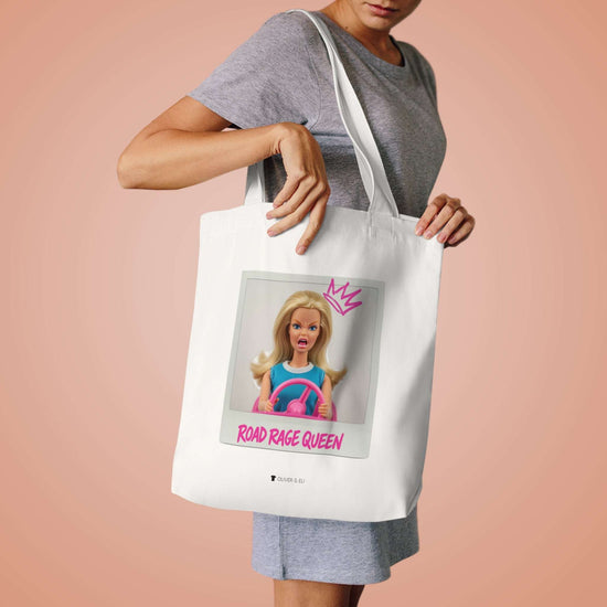 Road Rage Queen Tote - Fierce Bold Pop Art Attitude Doll Tote Bag by Oliver & Eli