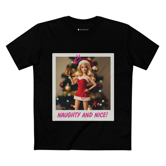Oliver & Eli’s Sleigh Season collection — premium cotton Christmas t-shirt with graffiti print and festive design.
