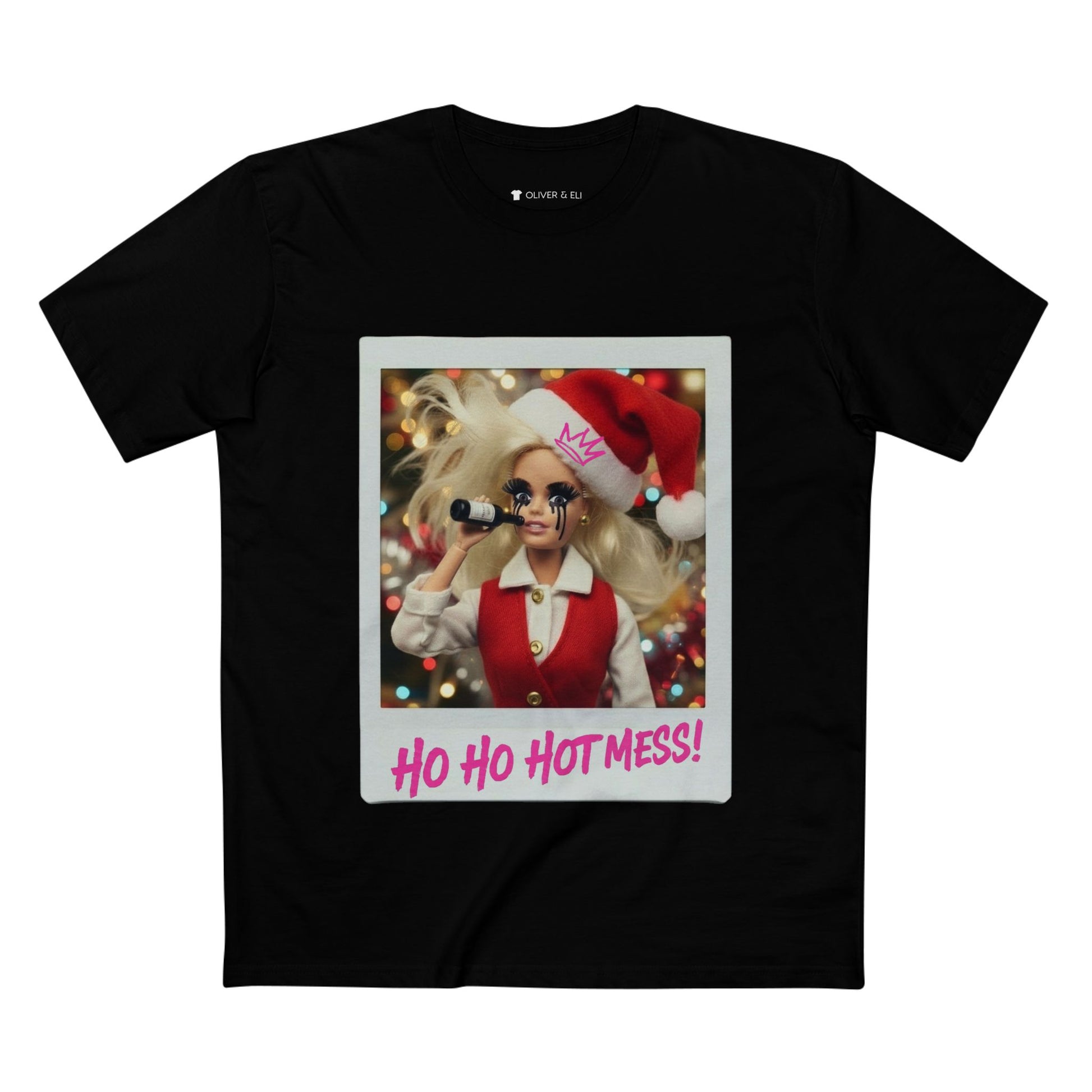 Oliver & Eli’s Sleigh Season collection — premium cotton Christmas t-shirt with graffiti print and festive design.