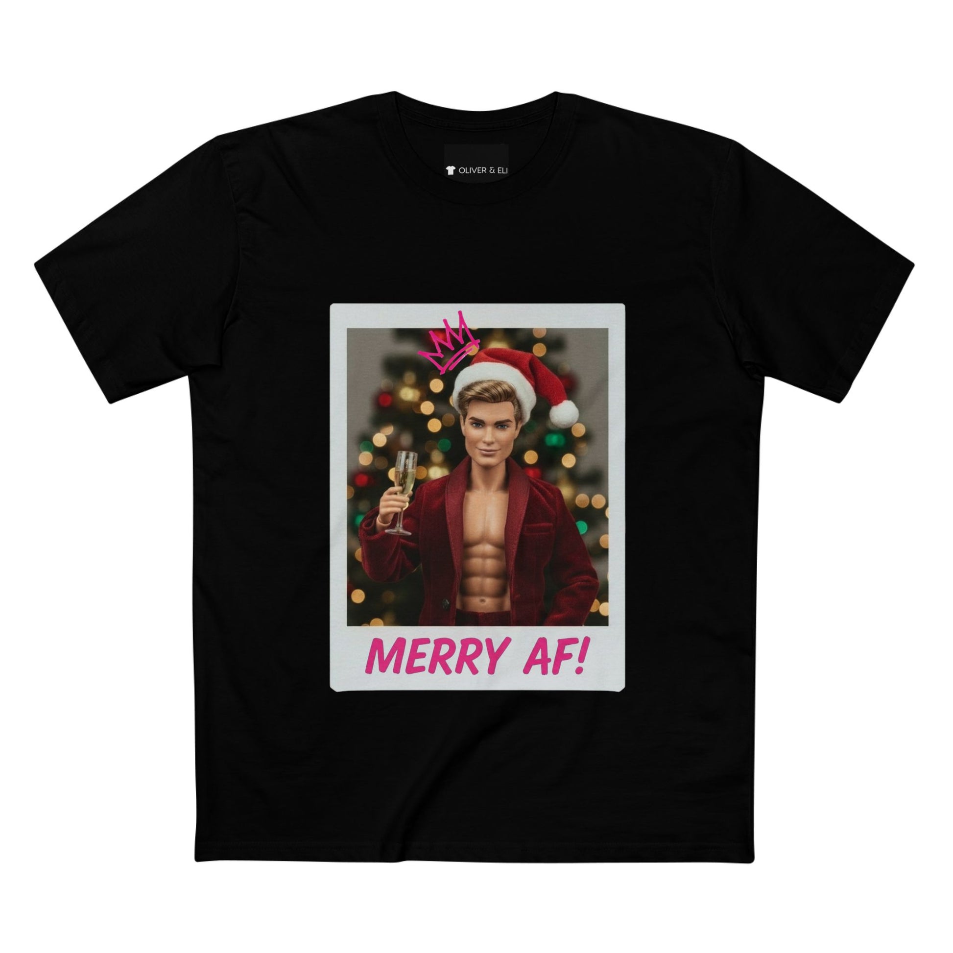 Oliver & Eli’s Sleigh Season collection — premium cotton Christmas t-shirt with graffiti print and festive design.