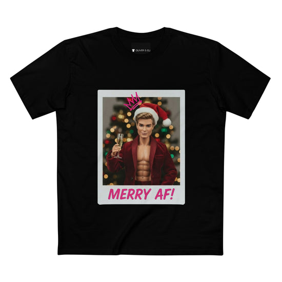 Oliver & Eli’s Sleigh Season collection — premium cotton Christmas t-shirt with graffiti print and festive design.