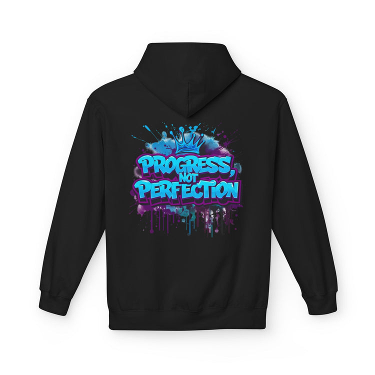 Progress Perfection Hoodie Bold Motivational Art Hoodie by Oliver & Eli