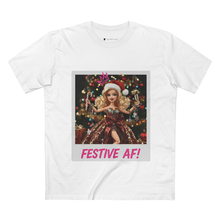 Oliver & Eli’s Sleigh Season collection — premium cotton Christmas t-shirt with graffiti print and festive design.