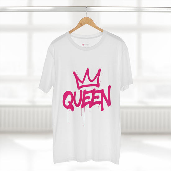Queen Crown graphic t-shirt with pink graffiti typography and crown artwork