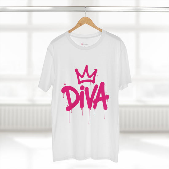 Diva graphic t-shirt with pink graffiti lettering and crown icon
