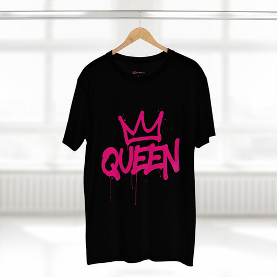 Queen Crown graphic t-shirt with pink graffiti typography and crown artwork