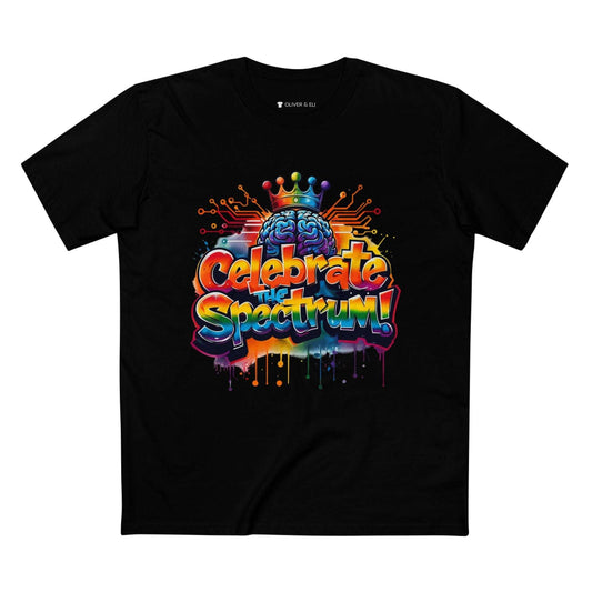 Celebrate the Spectrum Tee – Bold Art Neurodivergent Pride T-shirt by Oliver & Eli