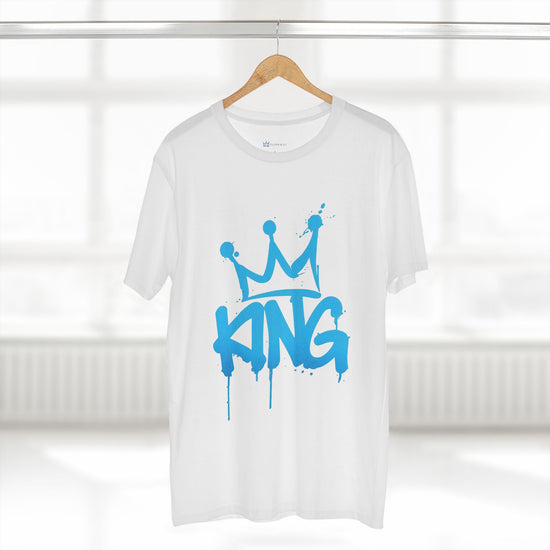 King Crown graphic t-shirt with bold blue graffiti typography and crown design