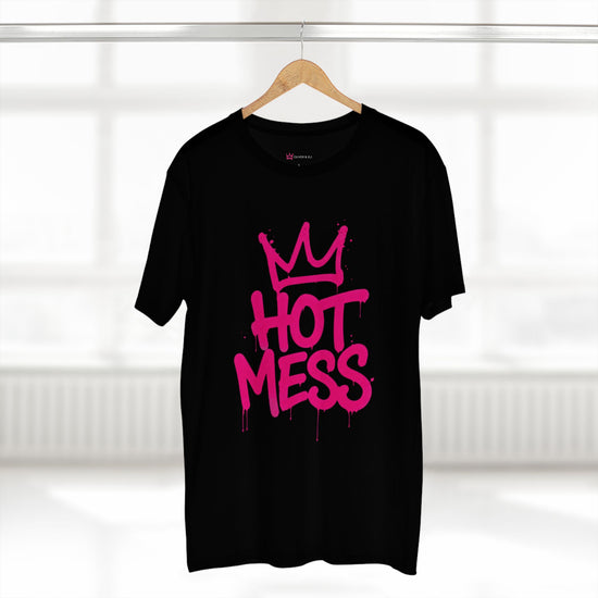 Hot Mess Energy graphic t-shirt with oversized pink graffiti lettering