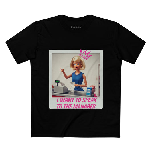 Manager Tee - Fierce Bold Pop Art Attitude Doll T-shirt by Oliver & Eli