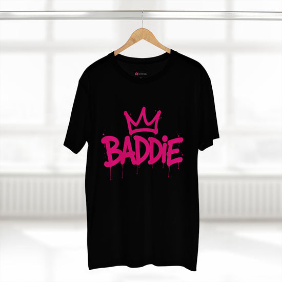 Baddie graphic t-shirt with bold pink graffiti typography by Oliver & Eli