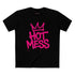 Hot Mess Energy graphic t-shirt with oversized pink graffiti lettering