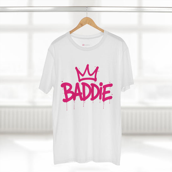 Baddie graphic t-shirt with bold pink graffiti typography by Oliver & Eli