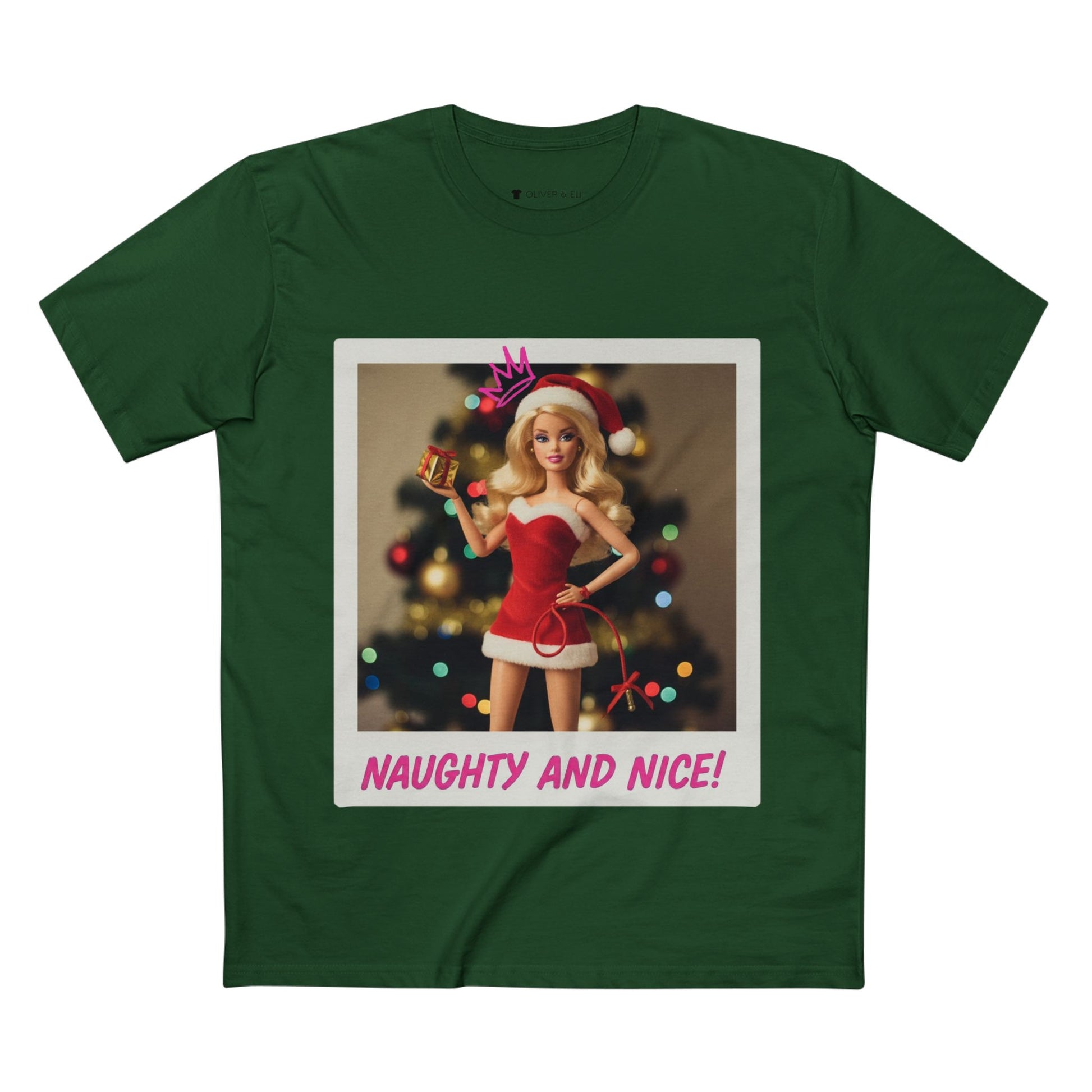 Oliver & Eli’s Sleigh Season collection — premium cotton Christmas t-shirt with graffiti print and festive design.